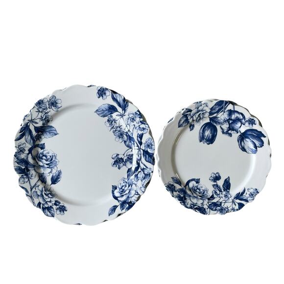 Rachel Ashwell Farmhouse Blue Floral Melamine Salad Plates 9in Set of 4 NEW - Picture 12 of 15